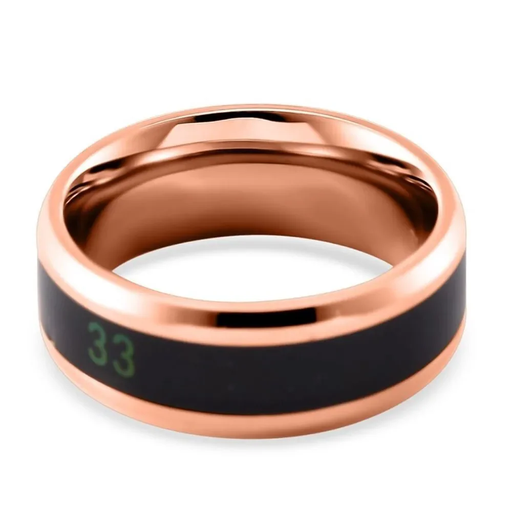 Celsius Smart Temperature Ring - Rose Gold and Black Stainless Steel 8